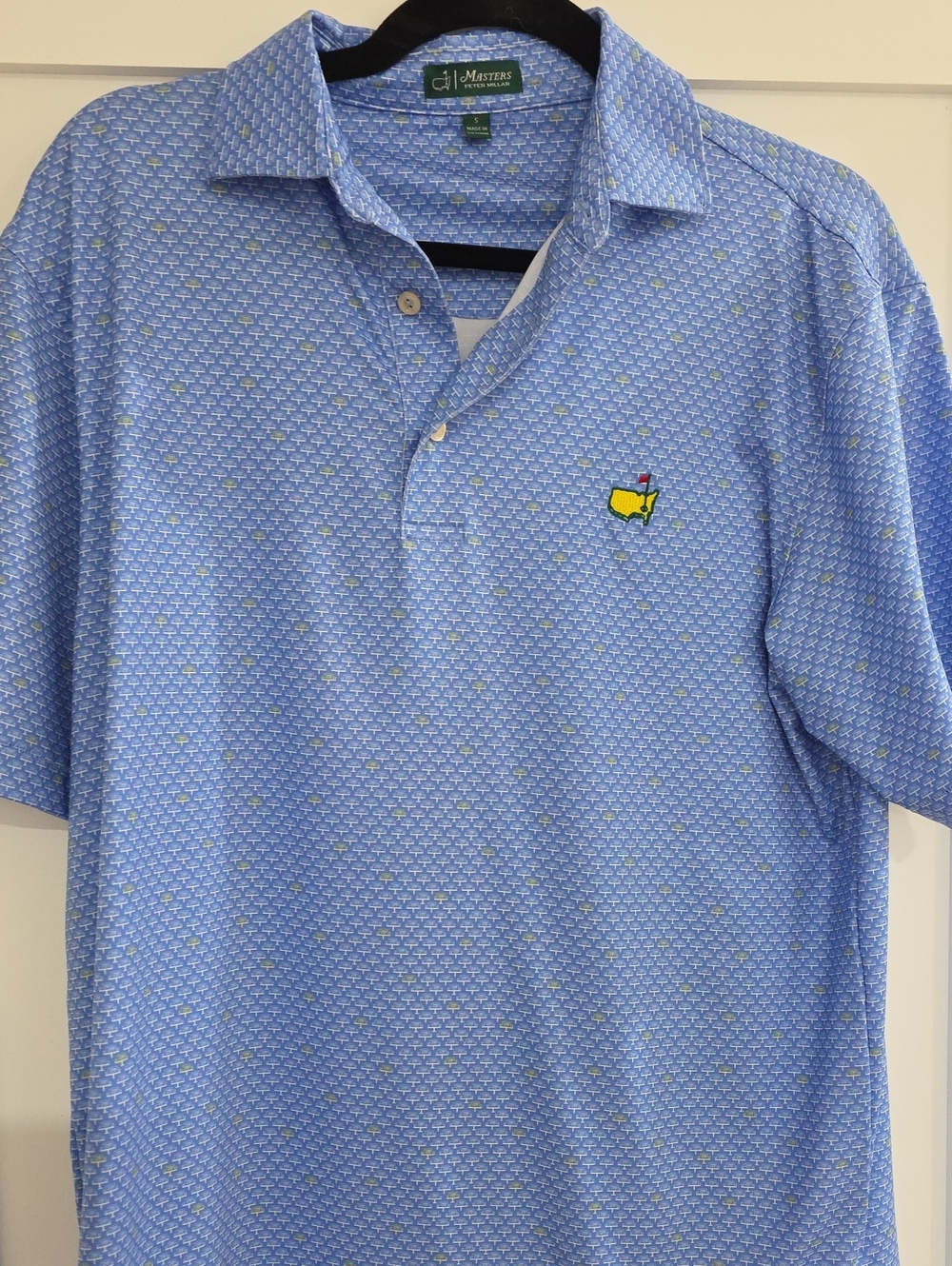 Peter Millar Light Blue Masters Embroidered Logo Polo, Mens, Size Small
